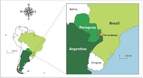 Map showing the location of the tri-border area: Foz do Igua?u (Brazil)... | Download Scientific ...