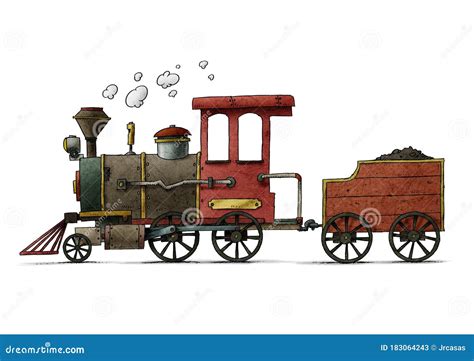 Colorful Cartoon Illustration of a Fun and Old Steam Train Stock Illustration - Illustration of ...