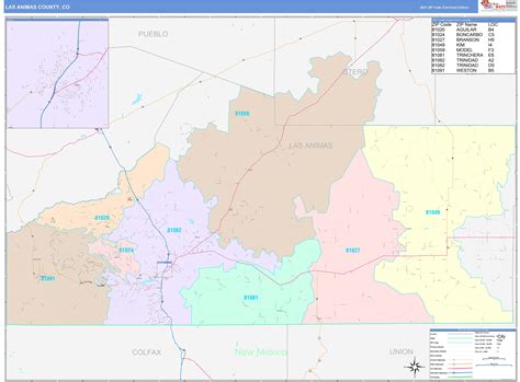 Las Animas County, CO Wall Map Color Cast Style by MarketMAPS ...