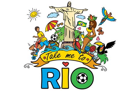 Cartoon SET Brazil and Rio By Naumstudio | TheHungryJPEG