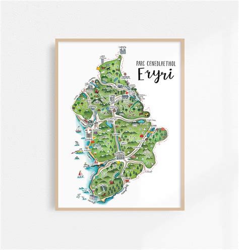 Snowdonia Map Print Map of Snowdonia National Park Parc - Etsy