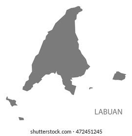 Labuan Malaysia Map Grey Stock Vector (Royalty Free) 472451245 ...