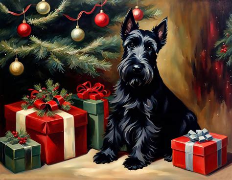 Scottish Terrier Vintage Christmas Free Stock Photo - Public Domain Pictures