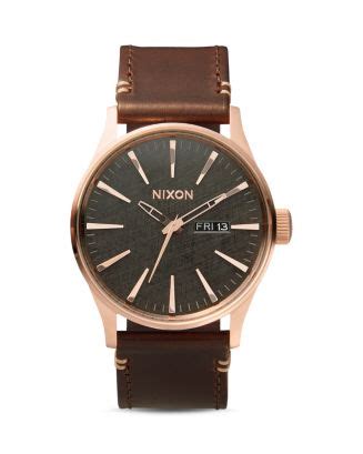 Nixon Sentry Leather Strap Watch, 42mm | Bloomingdale's