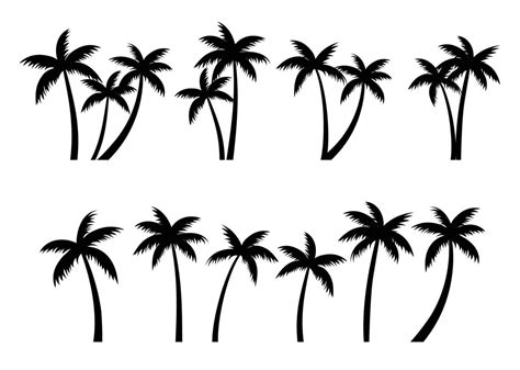 Palm trees silhouettes set. Palm trees isolated on white background ...