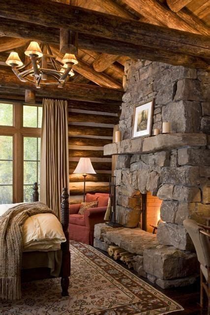 Cabin Style Bedroom, Log Home Bedroom, Bedroom Fireplace, Master ...