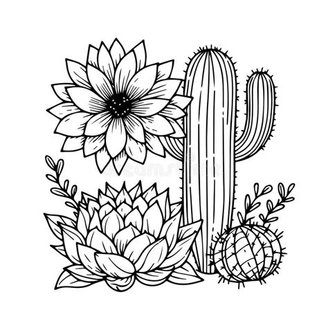 Plant Simple Cactus Coloring Page Printable Succulent Coloring Page, Desert Cactus Coloring Page ...