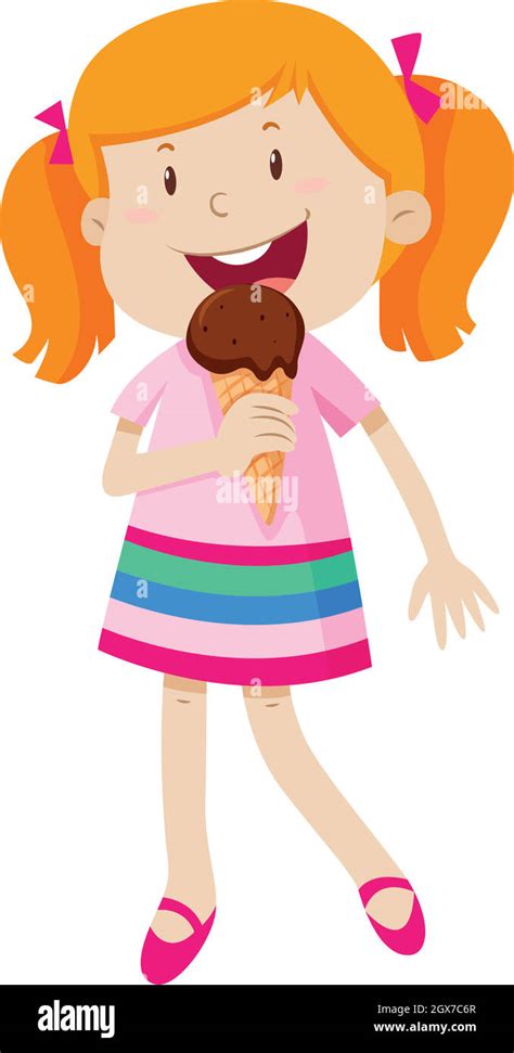 Little girl eating chocolate ice-cream Stock Vector Image & Art - Alamy