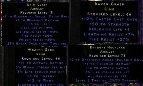 Could I get some opinions on these rare rings / ammys please? : r/diablo2