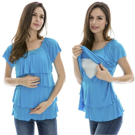 Maternity Clothes Nursing tops Breastfeeding Tops pregnancy clothes Fashion Layered cute tees ...