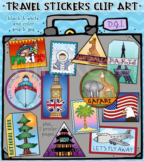 Travel Stickers Clip Art Download