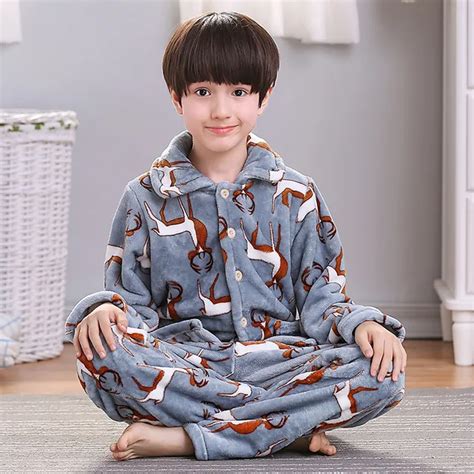 Boys Winter Pyjamas Kids Family Christmas Pajamas Set 2 Two Pieces Flannel Thicken Sleepwear ...