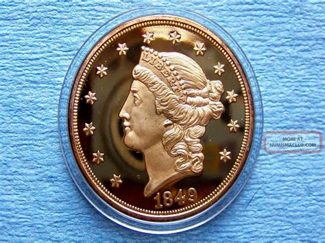 1849 Liberty Head $20 Gold Double Eagle " Rare " 1 - Ounce 24k Gold Proof Coin