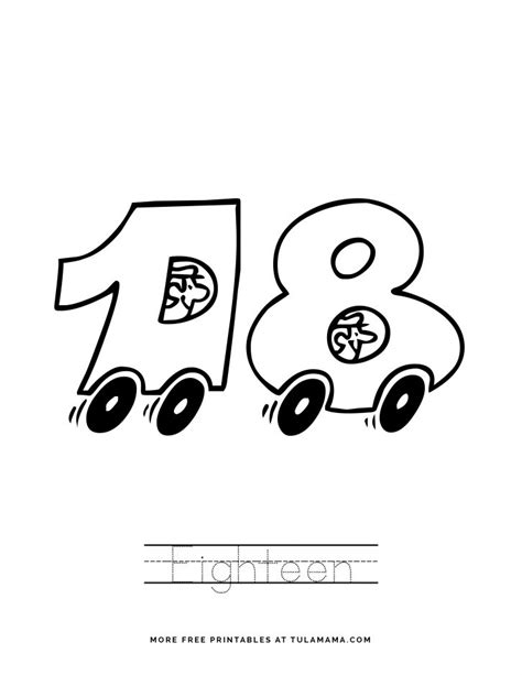 Number 18 Coloring Page Coloring Pages