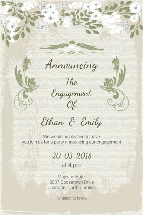 Vintage Engagement Announcement Card Template in PSD, Word, Publisher, Illustrator, InDesign