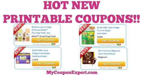 HOT NEW Printable Coupons: Gain Flings, Purina Bella, Luvs Diapers, Magnum, Tide, Advil, & MORE!