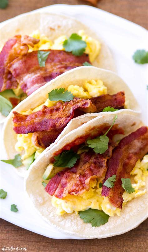 Egg and Bacon Breakfast Tacos Recipe - A Latte Food