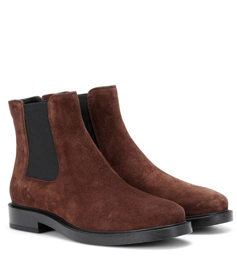 Tod's Suede Chelsea Boots in Brown - Lyst