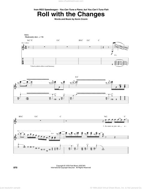 Roll With The Changes sheet music for guitar (tablature) (PDF)