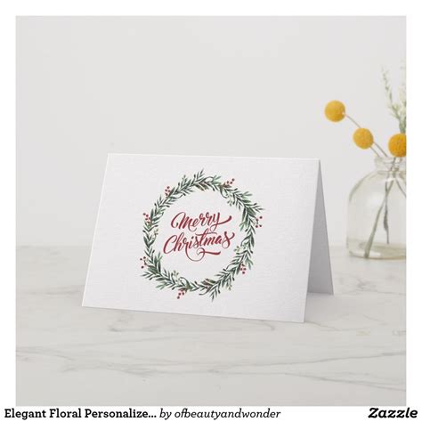 Elegant Floral Personalized Holiday Greeting Card Personalized Holiday, Unique Personalized ...