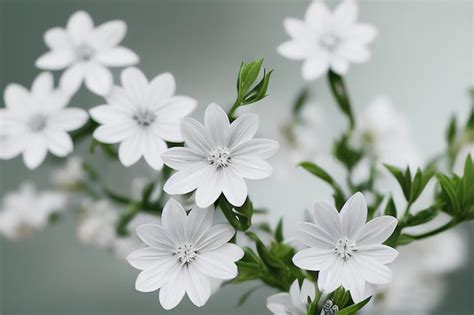 Premium Photo | Small white beautiful flowers on blurry gray background