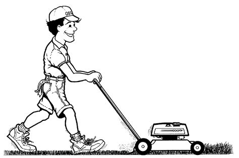 Boy Mowing Lawn Clipart Free