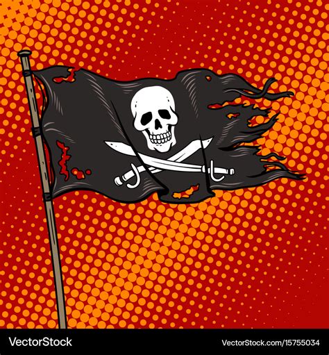 Pirate flag with jolly roger pop art Royalty Free Vector