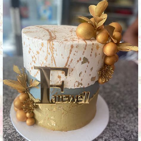 Gold & Cream Farewell Cake – Miss Cake