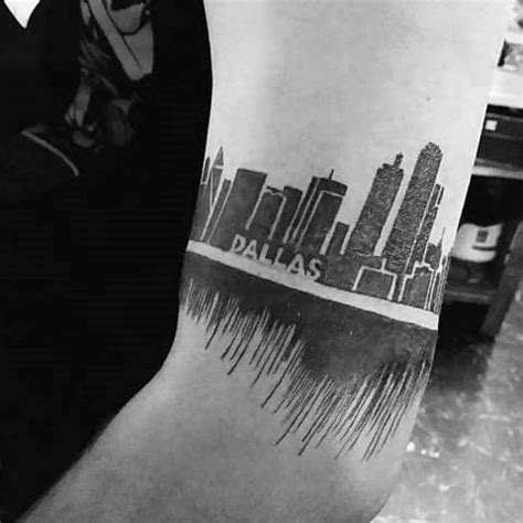 20 Dallas Skyline Tattoo Designs For Men - Texas Ink Ideas