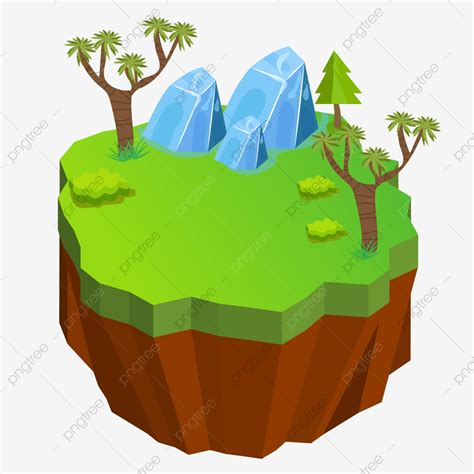 Island Tree Clipart Hd PNG, Isometric Island Game Composition Design ...