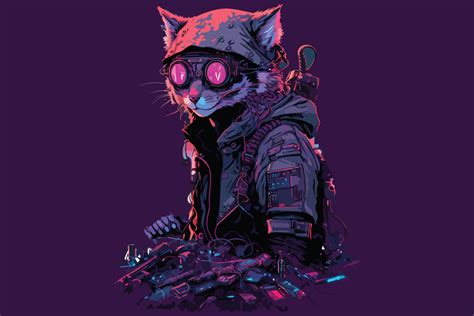 Cat cyberpunk vector illustration 22330266 Vector Art at Vecteezy