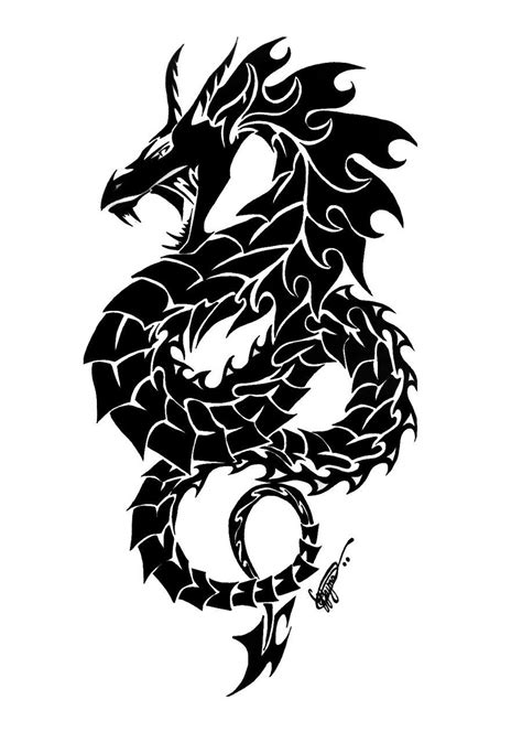 tribal dragon serpant tattoo | Dragon tattoo stencil, Tribal dragon ...