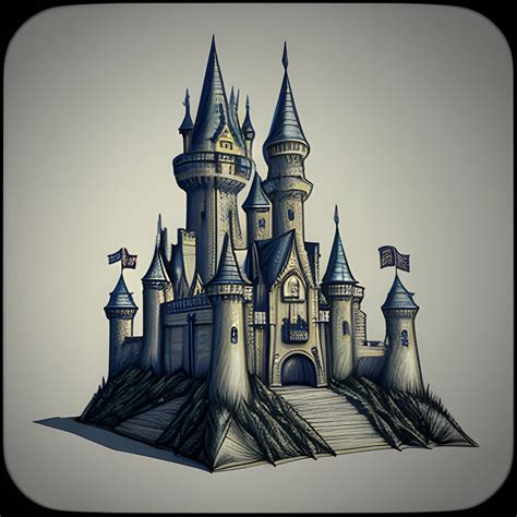 wizard realistic castle , Trippy, Cartoon, 3D, Pencil Sketch - Arthub.ai