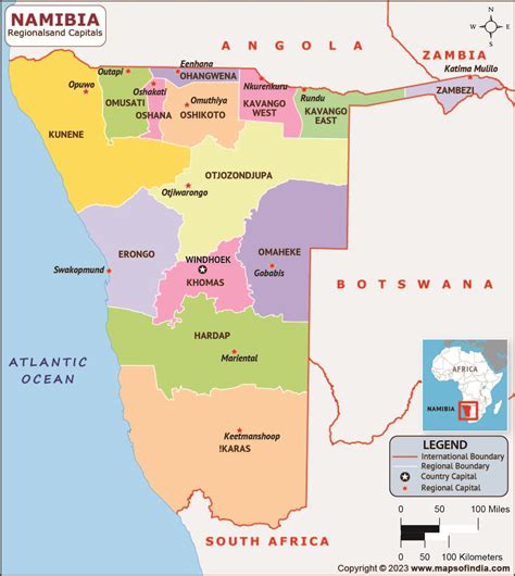 Namibia Regions and Capitals List and Map | List of Regions and ...