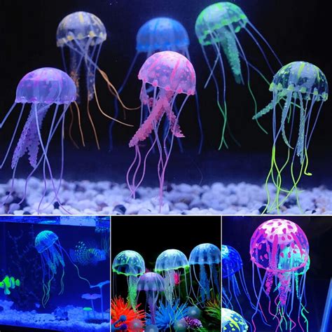 6 Pack of Floating Neon Artificial Jellyfish - Fish Tank Aquarium Decoration - Walmart.com