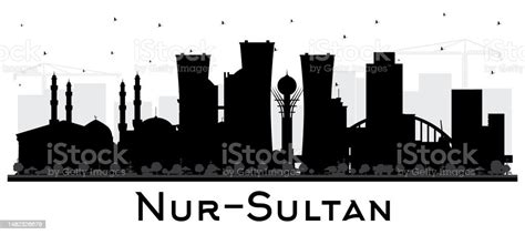 Nursultan Kazakhstan City Skyline Silhouette With Black Buildings ...