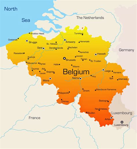 Cities map of Belgium - OrangeSmile.com