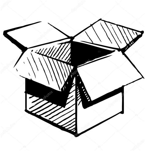 Open box icon isolated on white background. Hand drawing sketch ...