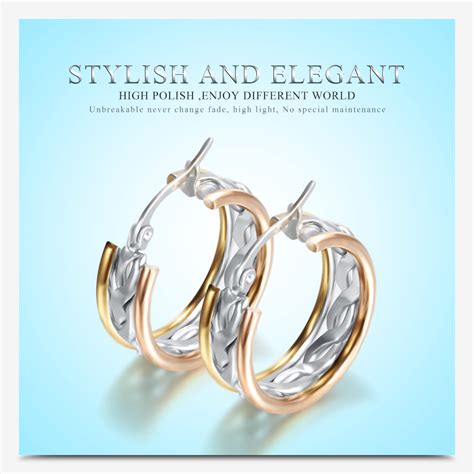 Joyas De Acero Inoxidable Stainless Steel Jewelry Gold And Silver Women's Hoop Steel Earrings ...