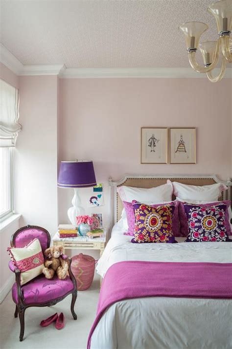 Pink and Purple Girls Room with French Burlap Nailhead Bed - Contemporary - Bedroom | Purple ...