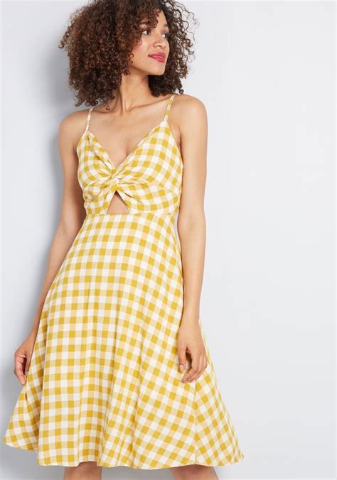 Sunshine Association Yellow Gingham Cotton Sundress | Cotton sundress ...