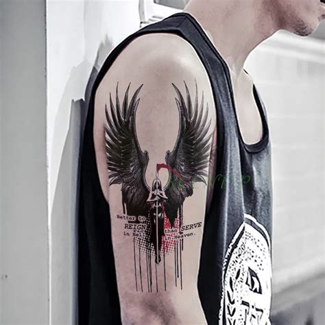 Waterproof-Temporary-Tattoo-Sticker-Grim-Reaper-Hell-Wing-Dark-Angel-Tatto-Flash-Tatoo-Fake ...