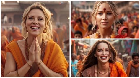 AI imagines Hollywood actresses on ‘spiritual journey through India’. See pics | Hollywood ...