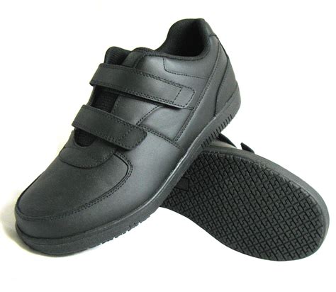 Genuine Grip Men's #2030 Slip-Resistant Velcro Work Shoes Wide - Black