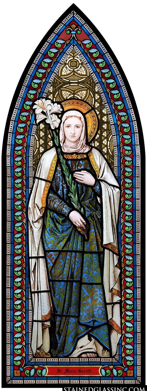 "St. Maria Goretti Arch" Religious Stained Glass Window