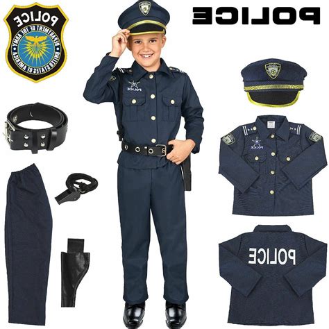 Police Officer Costume Kids Halloween Cosplay Boys Outfit