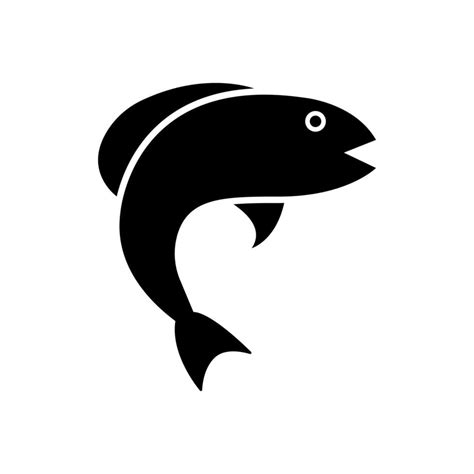 Fish Sea Black Silhouette Icon. Fishing Water Place Glyph Pictogram. Healthy Aquatic Swim Animal ...