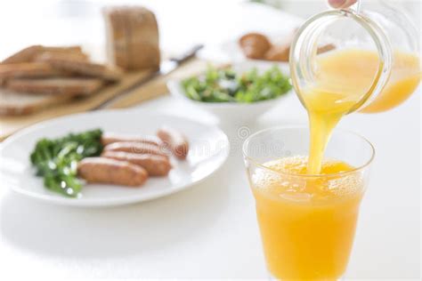 Healthy Breakfast with Orange Juice Stock Photo - Image of juice ...