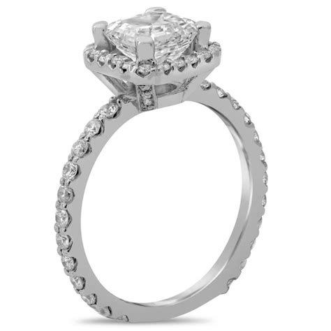 Asscher Cut Engagement Ring With Halo and Round Cut Side Diamonds A29 ...