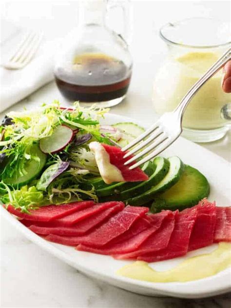 Ahi Tuna Sashimi Salad With Wasabi Emulsion - Savor the Best